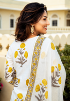 Vibrant Sunflower Yellow Hand-Block Print Cotton Sharara Set