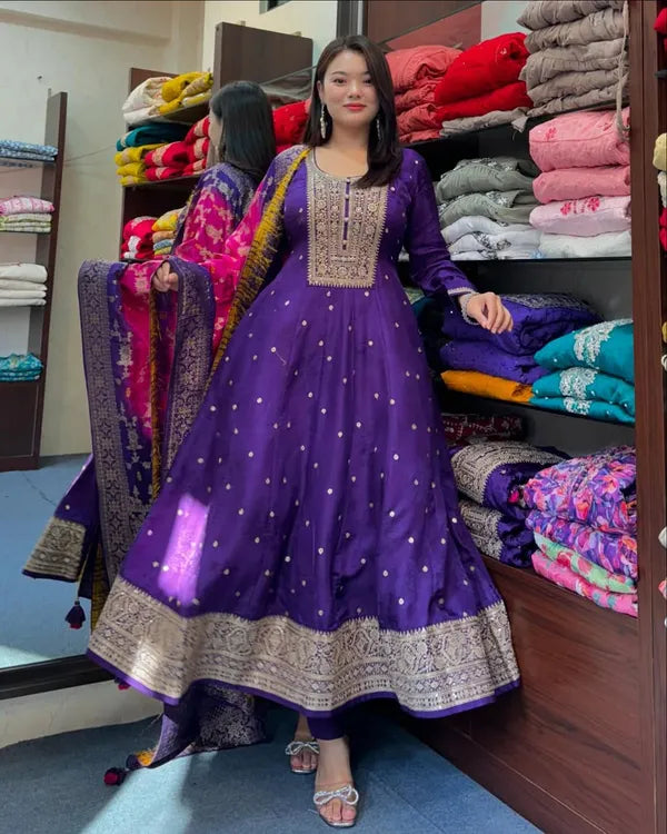 Purple Anarkali set