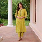 Floral Yoke Design Threaded Elegance Kurta Set