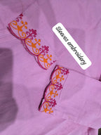 Pink Cotton Embroidered Kurta Pant Dupatta Set for Women
