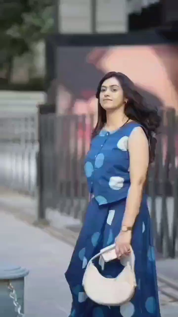 Indigo Women's Premium Cotton Sleeveless Top and Skirt Set