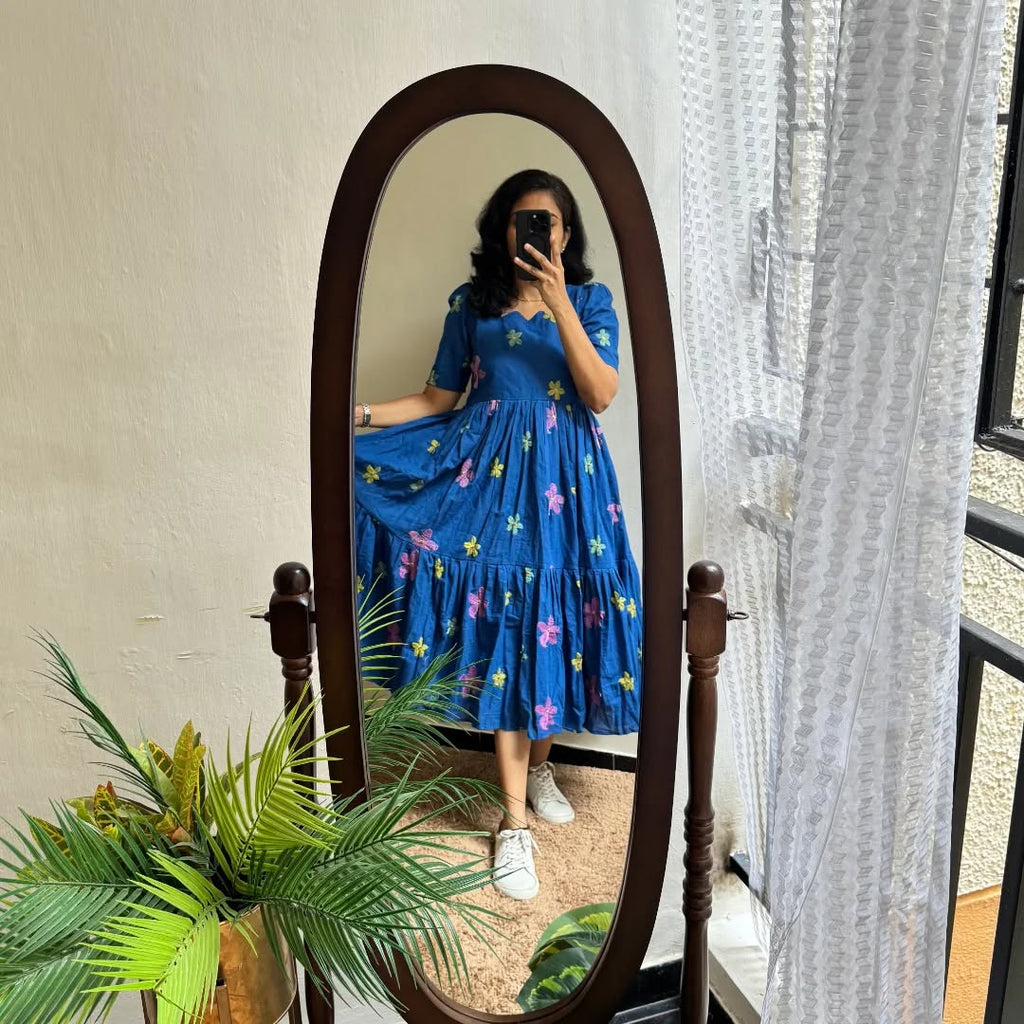 Premium Blue 💙 Cotton Midi Dress 🌟