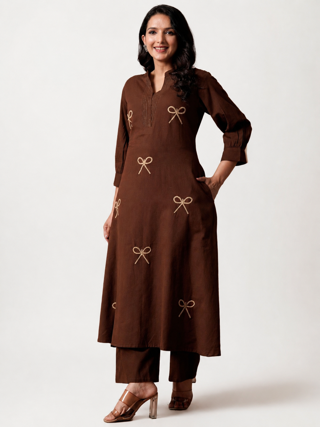 Women's's Pure Cotton Embroidered Kurta Women | Floral Neck & Hem Embroidery | Cotton Kurta Women |