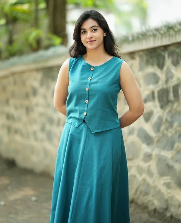Women’s Teal Blue Sleeveless Co-Ord Set with Flared Palazzo | Summer Wear