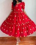 Red Premium Cotton Midi Dress 🌟