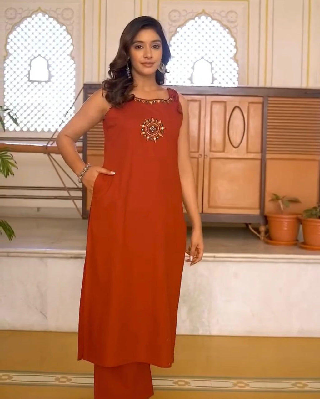 Elegant Cotton Slub Kurta Set 🧡
