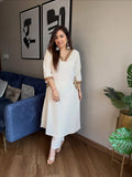 Elegant Ivory Embroidered Kurti Set