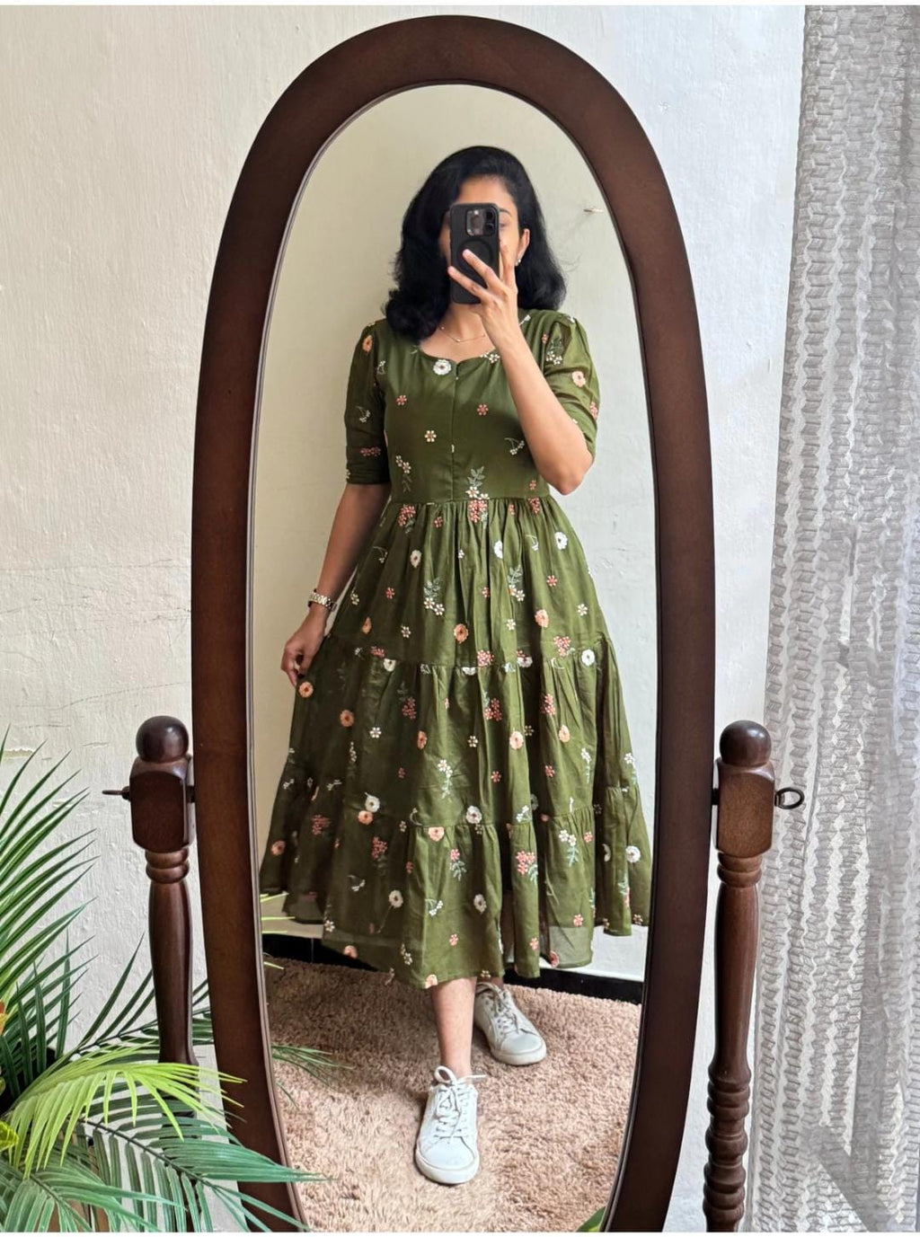 Mehndi Premium Cotton Midi Dress 🌟