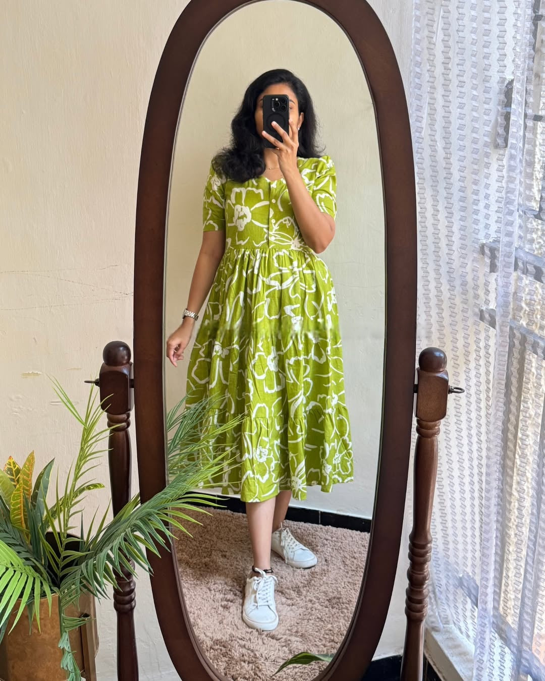 Green Premium Cotton Midi Dress 🌟