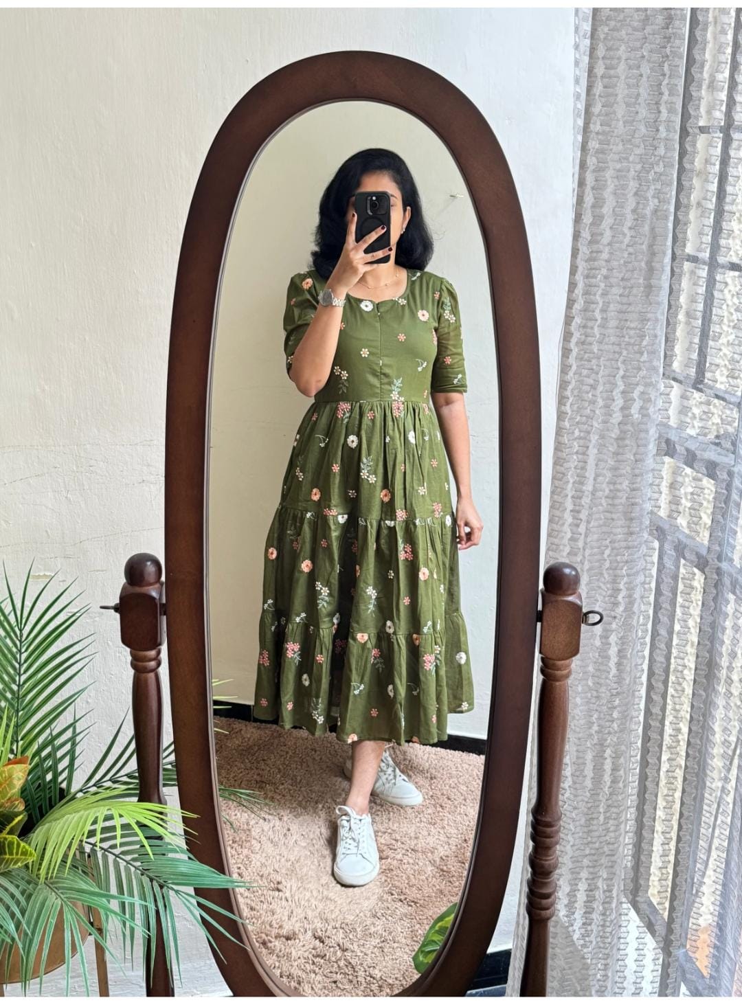 Mehndi Premium Cotton Midi Dress 🌟