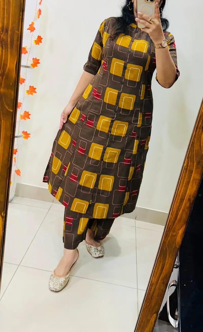 Premium Floral Fine Cotton Kurti Palazzo Co-ord Set ✨