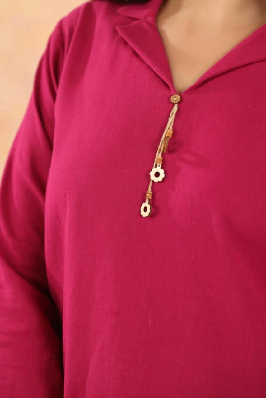 Solid Magenta Tunic with Applique Palazzos