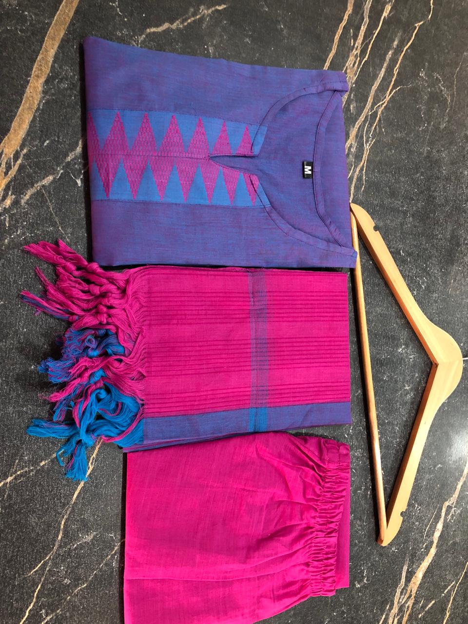 Premium South Cotton Handloom Kurti Set 🌸