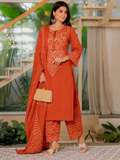 Elegant Orange Bandhani Print Kurta Pant Dupatta Set for Women | Festive Ethnic Wear Collection