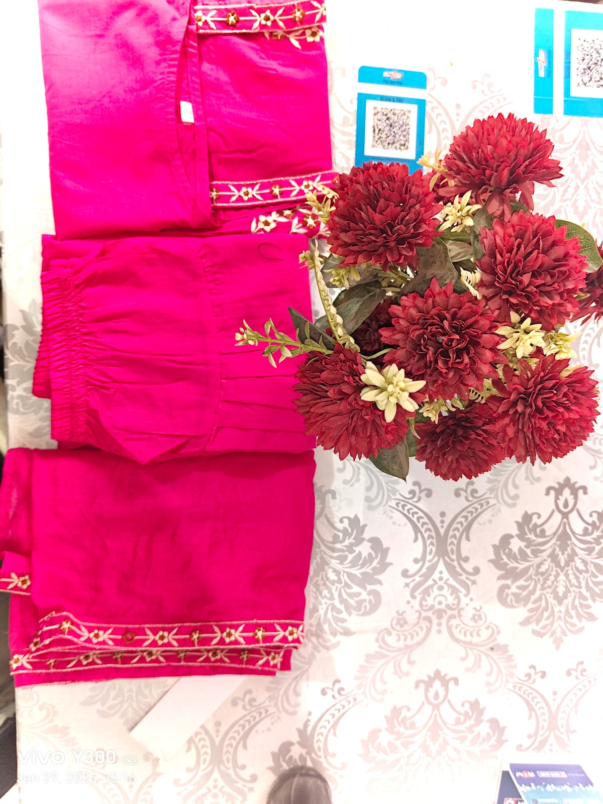 Premium Handwork Pearl & Dori Embroidered Kurti Set