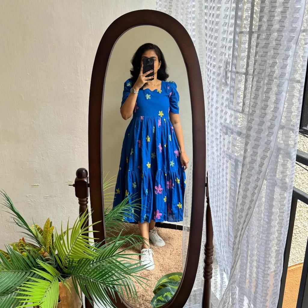 Premium Blue 💙 Cotton Midi Dress 🌟