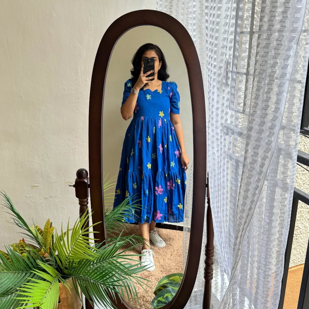 Premium Blue 💙 Cotton Midi Dress 🌟