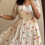 Cream Premium Cotton Midi Dress 🌟
