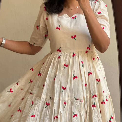 Cream Premium Cotton Midi Dress 🌟