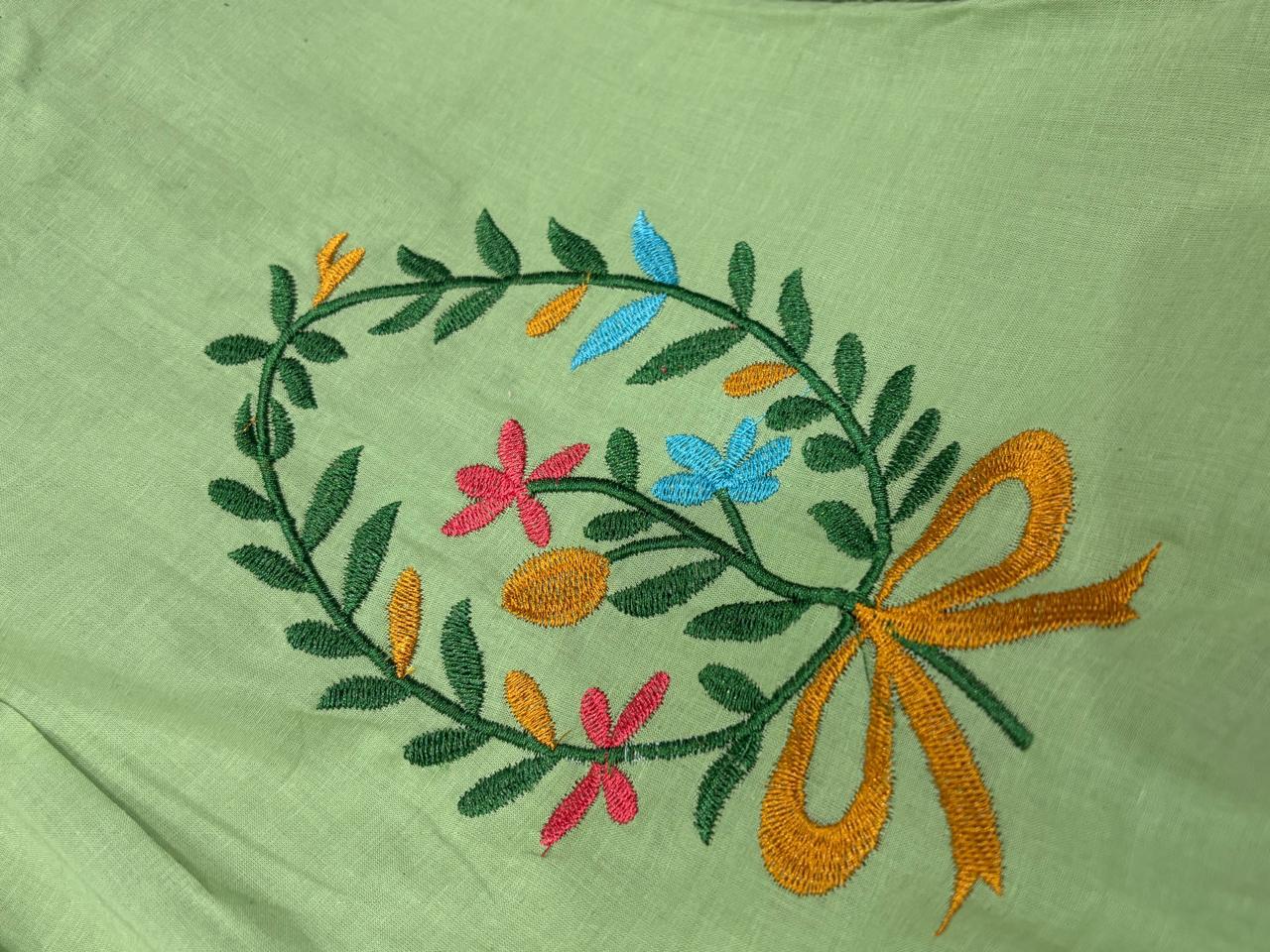 Premium Green 💚 Floral Embroidered Cotton Kurti for Women | Elegant Ethnic Daily Wear