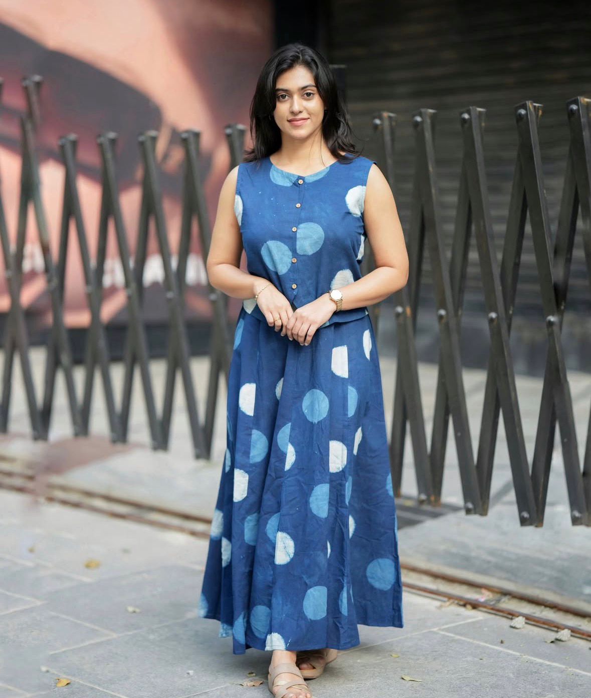 Indigo Women's Premium Cotton Sleeveless Top and Skirt Set