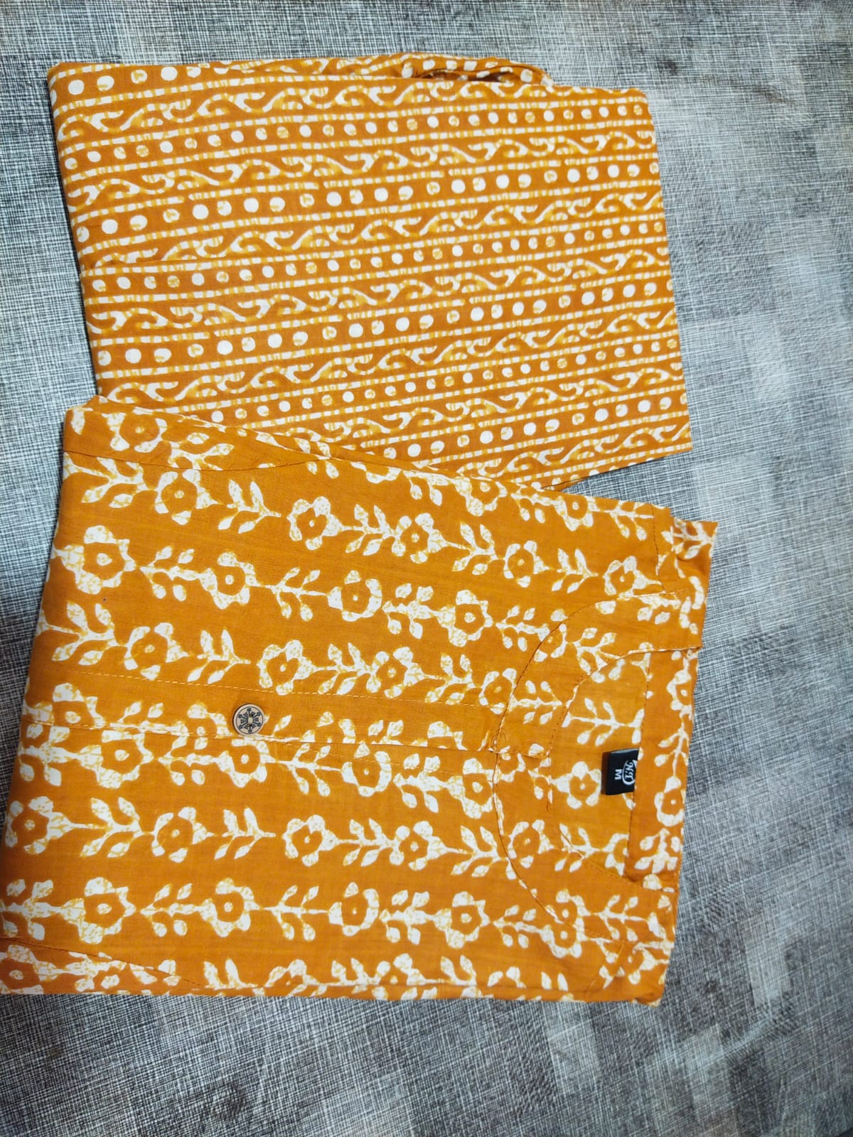 Women’s Mustard Printed Kurta Pant Co-Ord Set