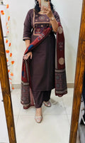 Elegant Brown Embroidered Kurta Set ✨