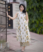 Chic Floral Hand-Block Print Cotton Flex Co-ord Set yellow 💛