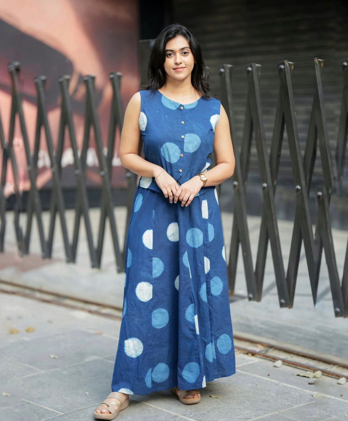 Indigo Women's Premium Cotton Sleeveless Top and Skirt Set