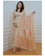 Molisha Women's Pure Cotton Floral Printed Kurta Pant Dupatta Set | Elegant Ethnic Suit Set for Women | Summer Wear Traditional Outfit