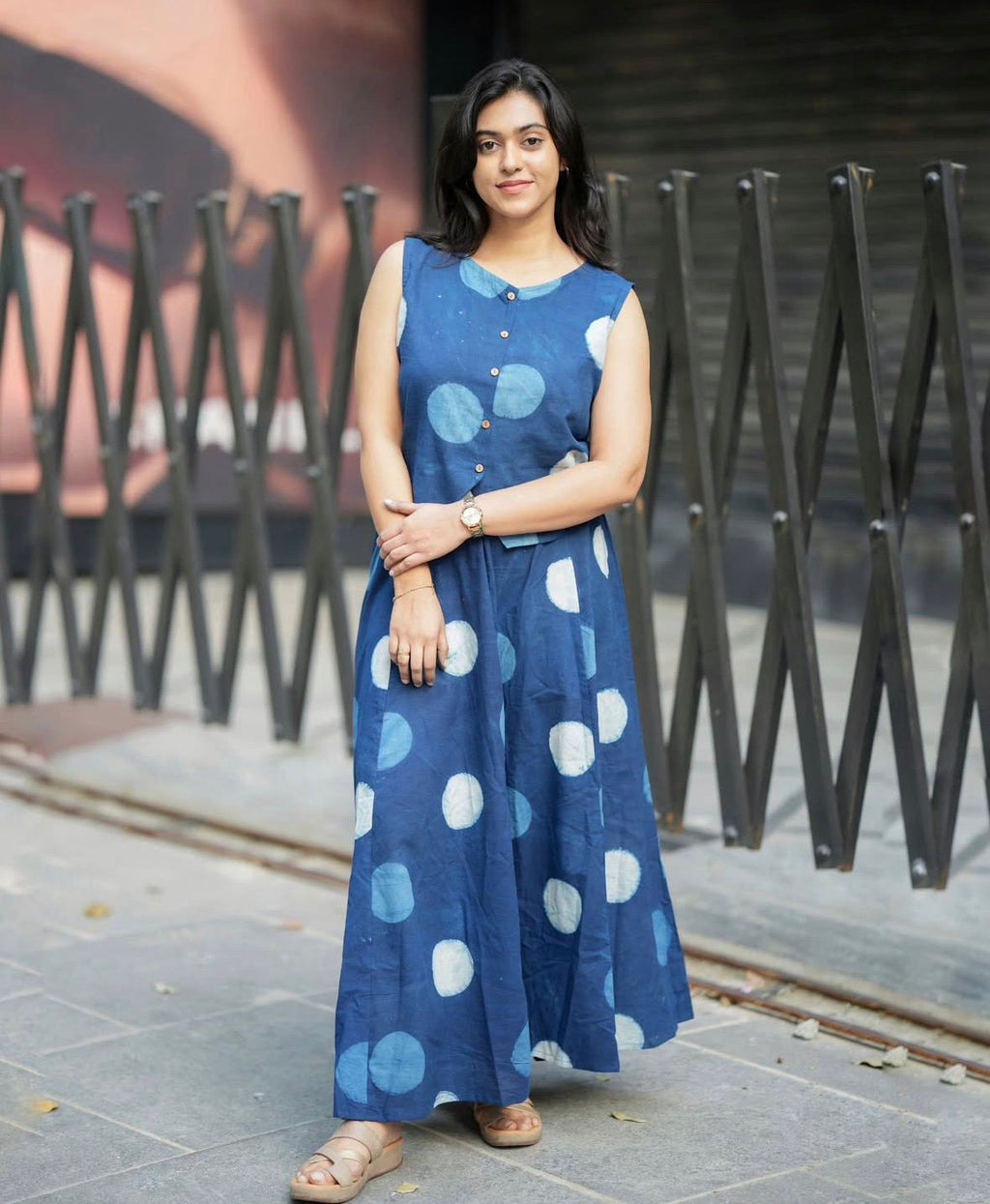 Indigo Women's Premium Cotton Sleeveless Top and Skirt Set