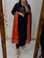 Premium black Pure Fine Cotton Kurti Set 💖