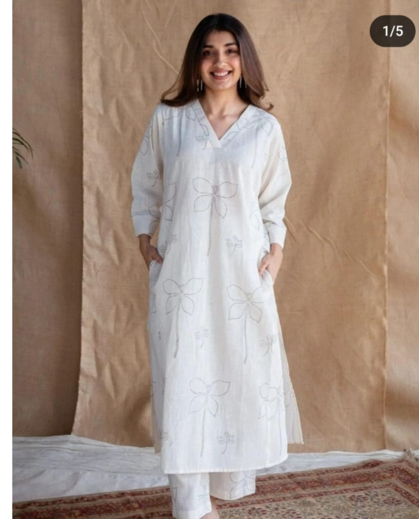 Simple Yet Elegant Pure Cotton Kurti & Palazzo Set-Perfect For Day Events