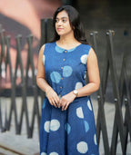 Indigo Women's Premium Cotton Sleeveless Top and Skirt Set