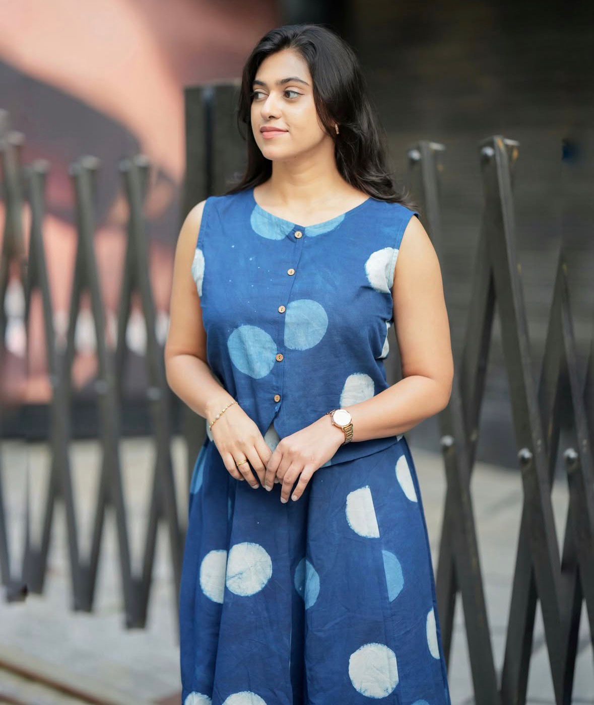 Indigo Women's Premium Cotton Sleeveless Top and Skirt Set