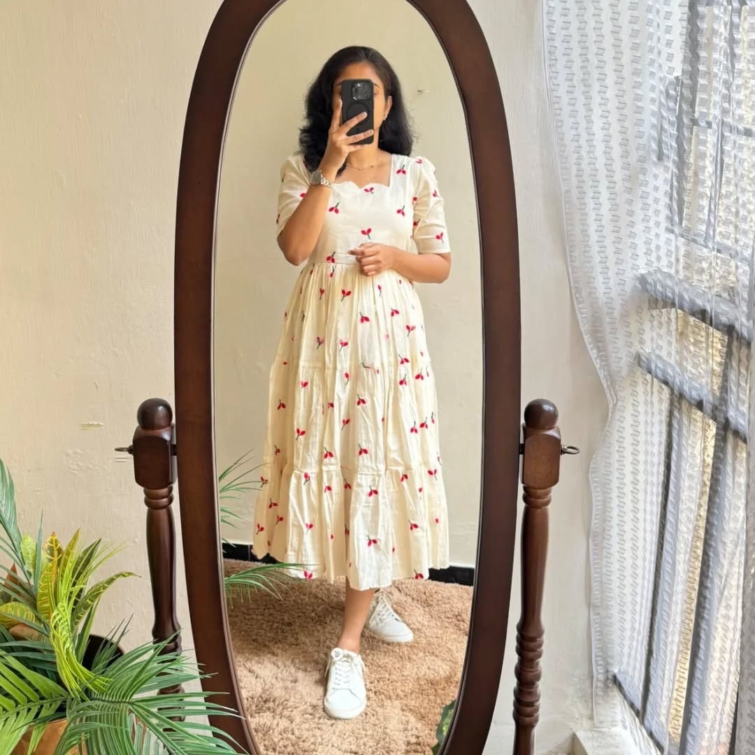 Cream Premium Cotton Midi Dress 🌟