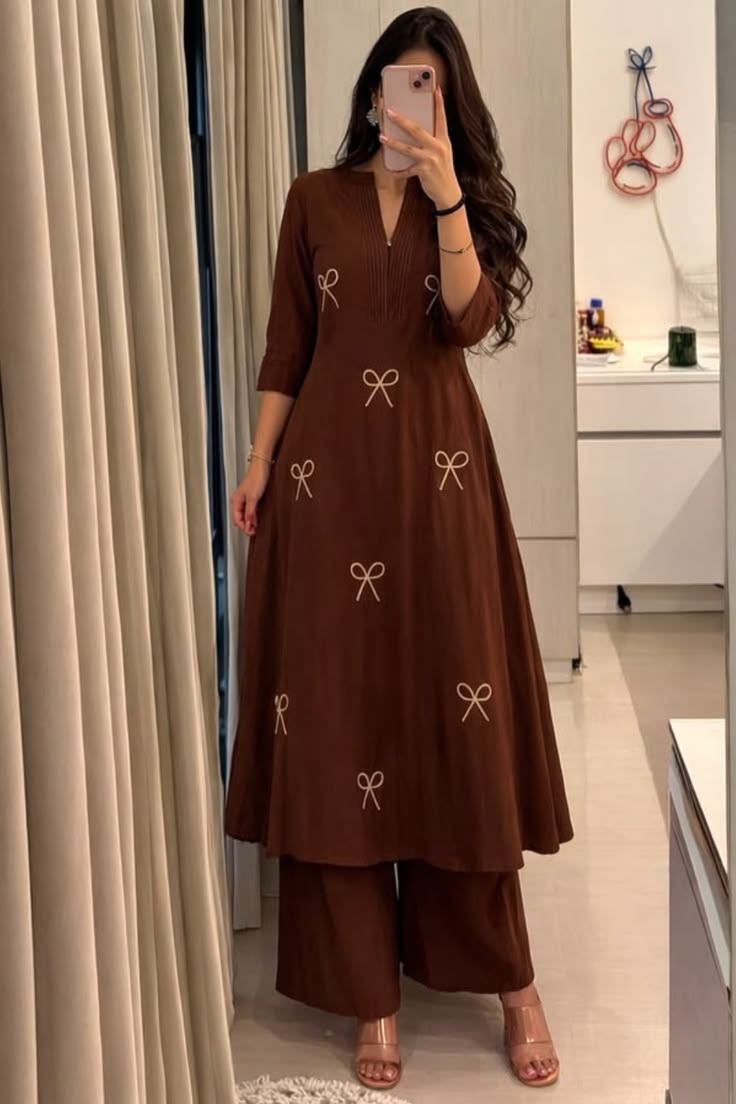 Women's's Pure Cotton Embroidered Kurta Women | Floral Neck & Hem Embroidery | Cotton Kurta Women |