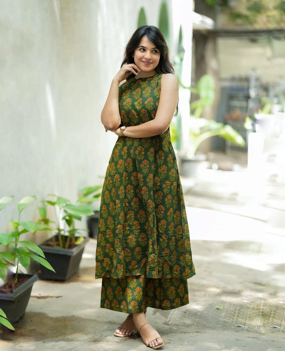Premium Cambric Cotton Kurti Palazzo Set 🌸