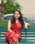 Rust Elegant Floral Embroidered Co-Ord Set for Women | Sleeveless Top & Wide Leg Pants