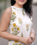 Chic Floral Hand-Block Print Cotton Flex Co-ord Set yellow 💛