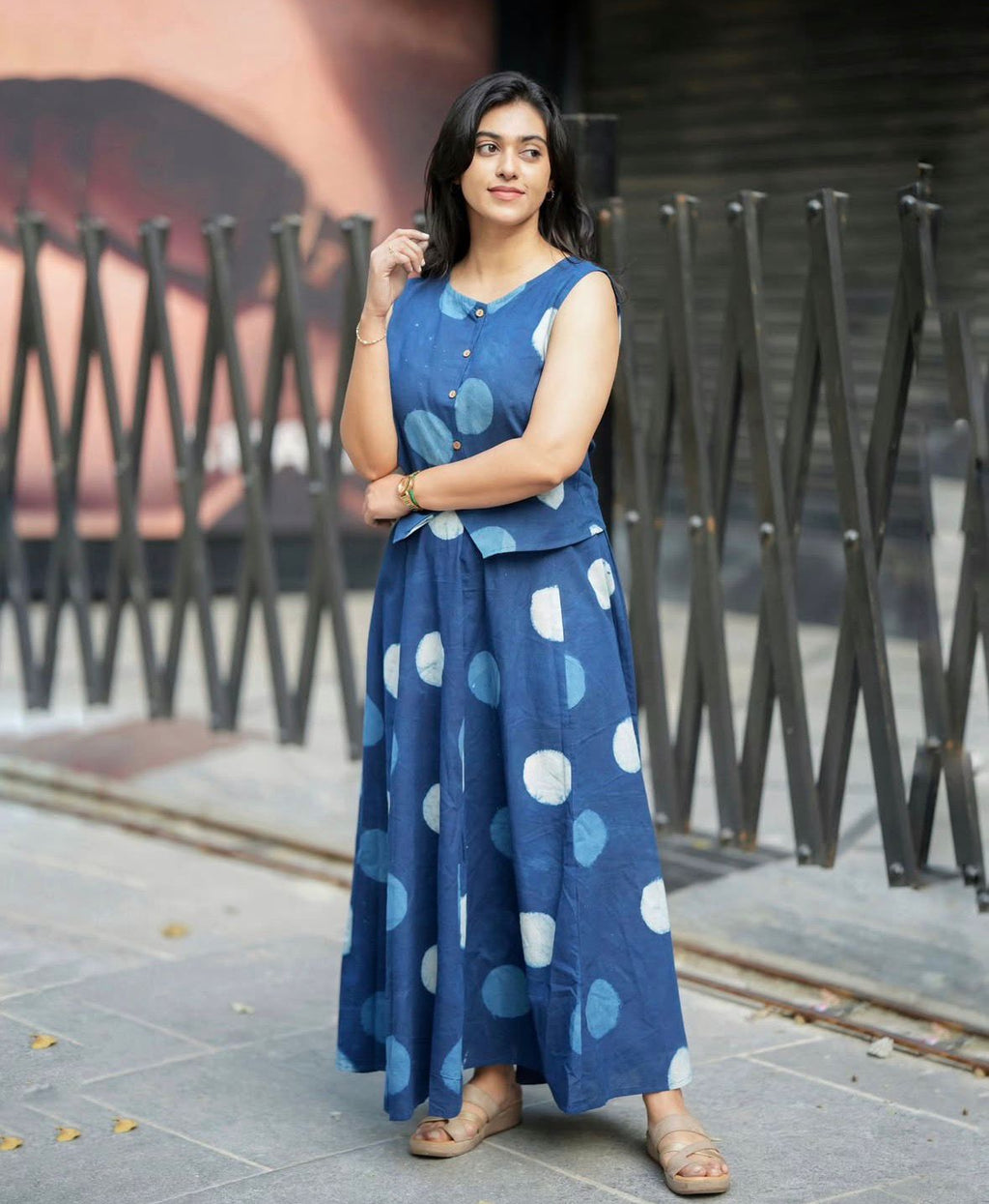 Indigo Women's Premium Cotton Sleeveless Top and Skirt Set