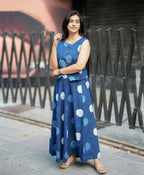 Indigo Women's Premium Cotton Sleeveless Top and Skirt Set