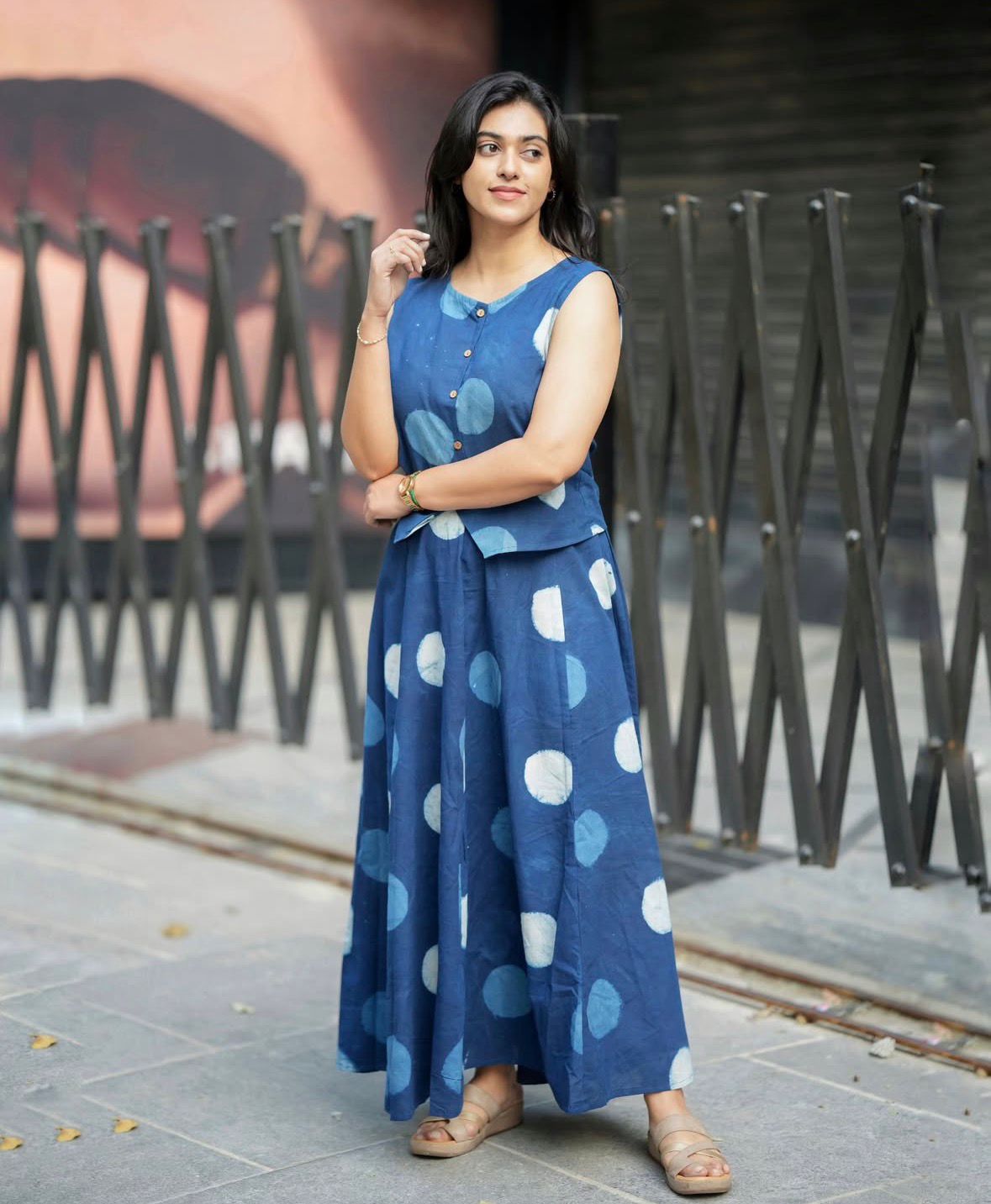 Indigo Women's Premium Cotton Sleeveless Top and Skirt Set