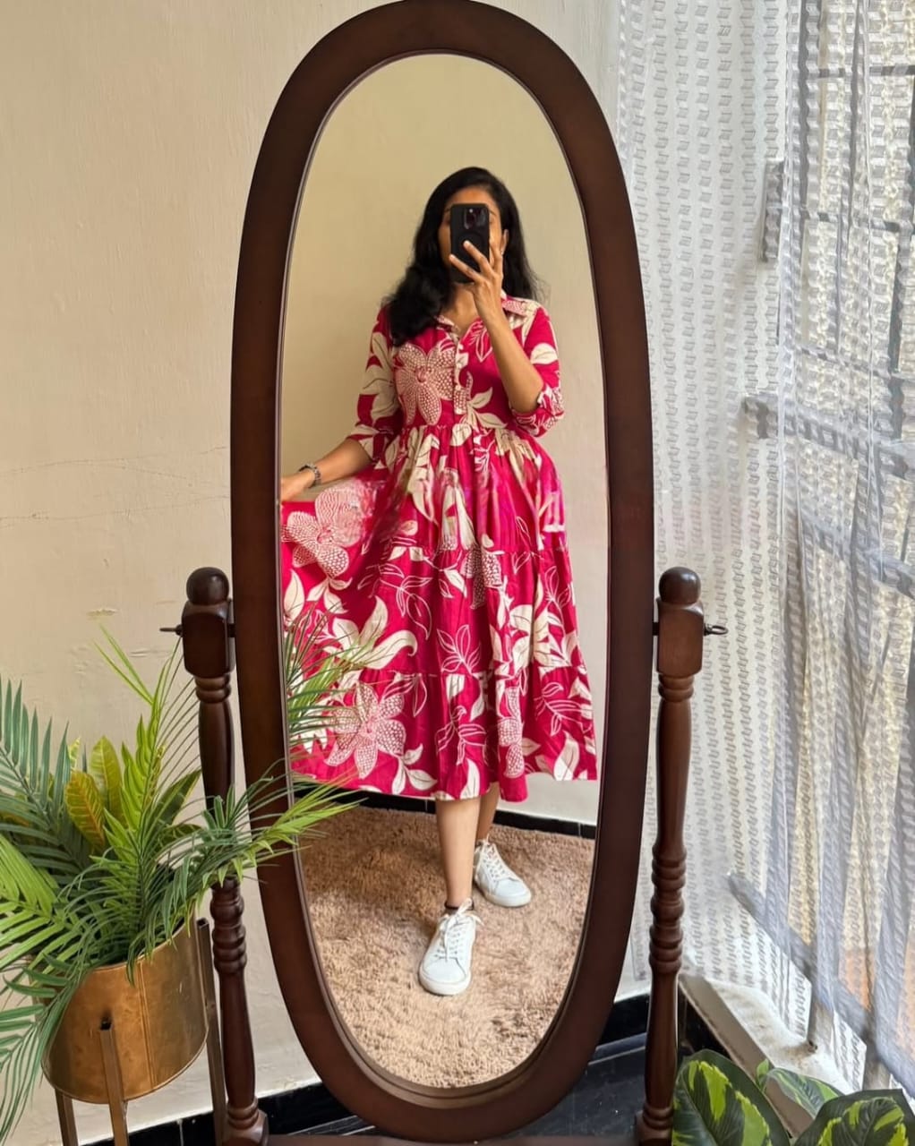 Pink Premium Cotton Midi Dress 🌟