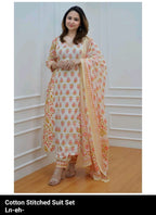 Molisha Women's Pure Cotton Floral Printed Kurta Pant Dupatta Set | Elegant Ethnic Suit Set for Women | Summer Wear Traditional Outfit