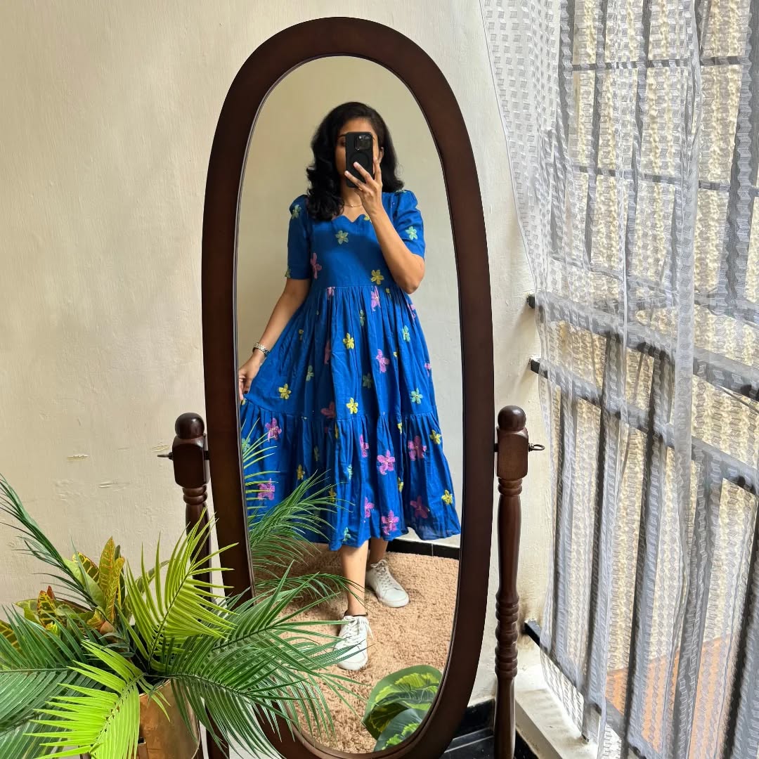 Premium Blue 💙 Cotton Midi Dress 🌟