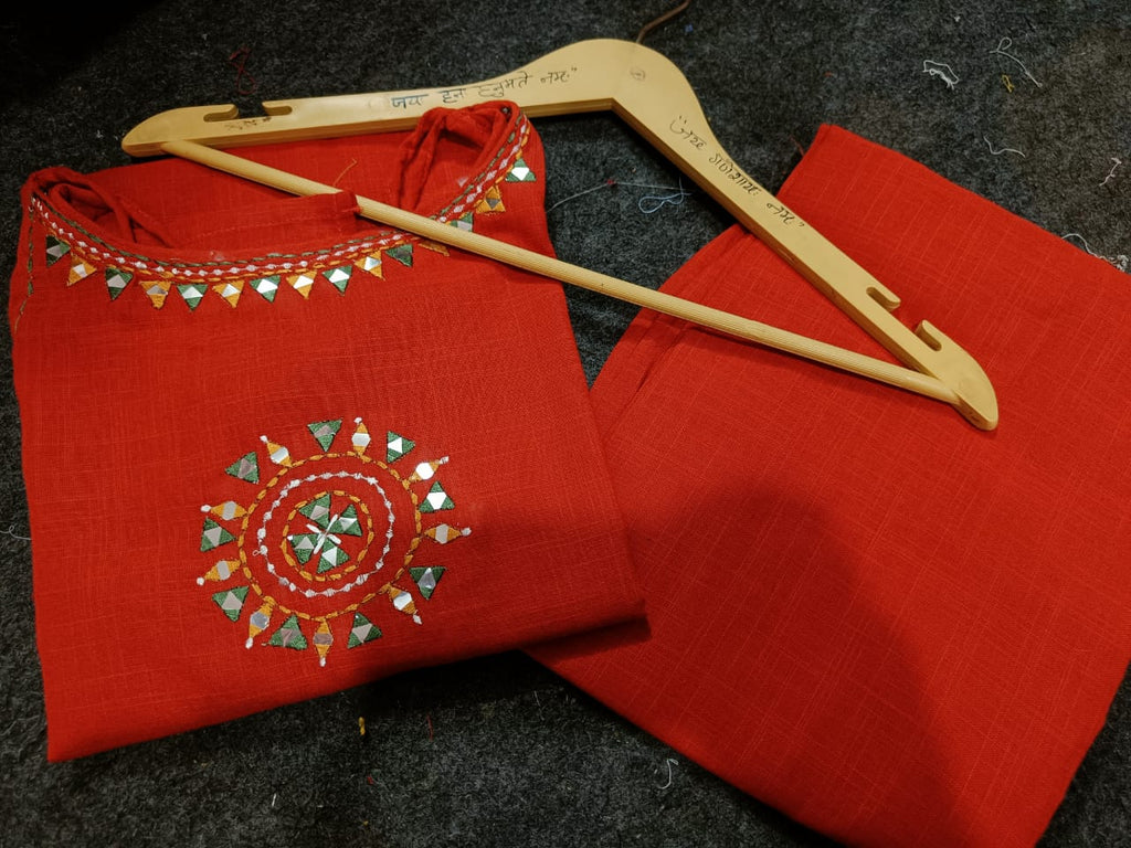 Elegant Cotton Slub Kurta Set 🧡