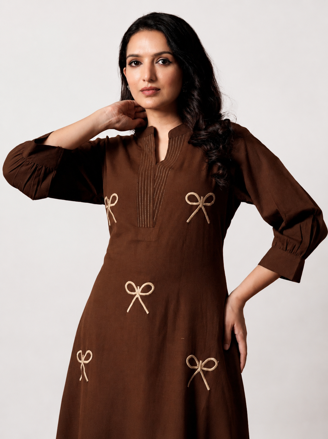 Women's's Pure Cotton Embroidered Kurta Women | Floral Neck & Hem Embroidery | Cotton Kurta Women |