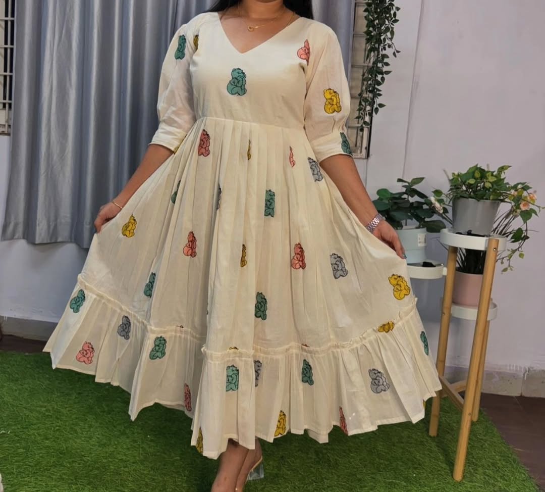 Off white Premium Cotton Midi Dress 🌟