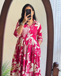 Pink Premium Cotton Midi Dress 🌟